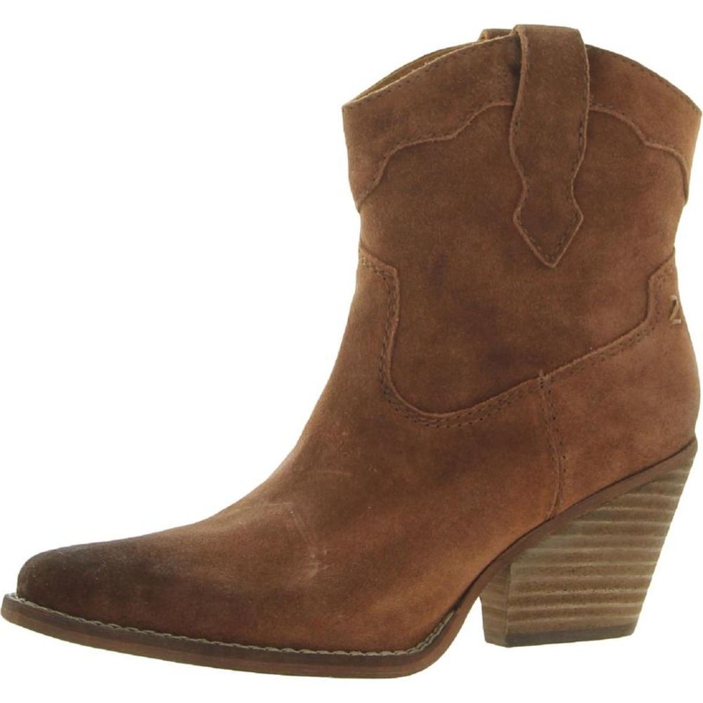 NEW!  Zodiac Womens Roslyn Brown Leather Pull On Cowboy, Western Boots S…
